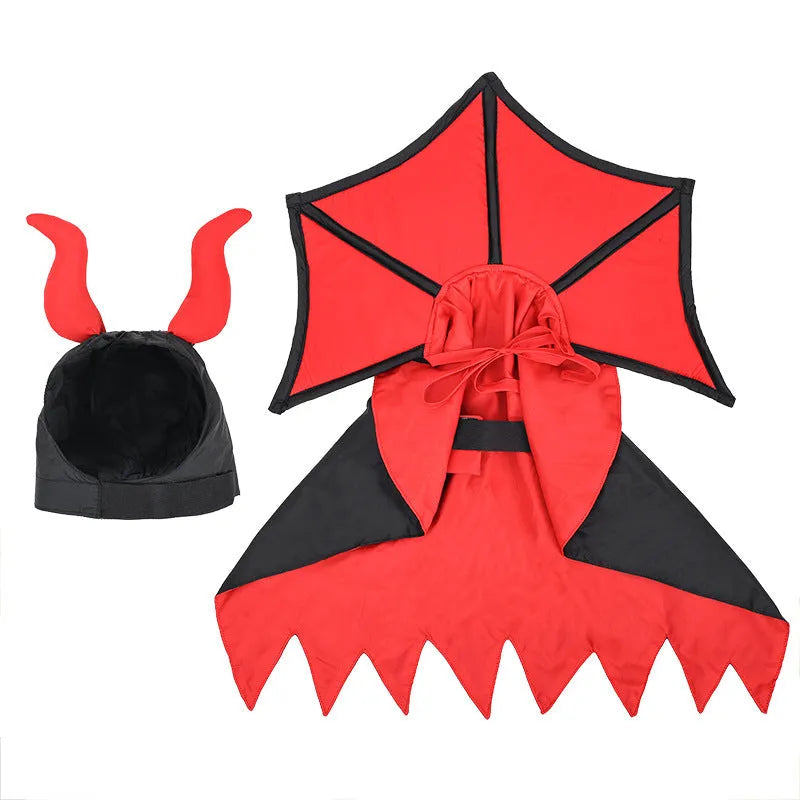 Black vampire costume for pets with cloak and hat for Halloween