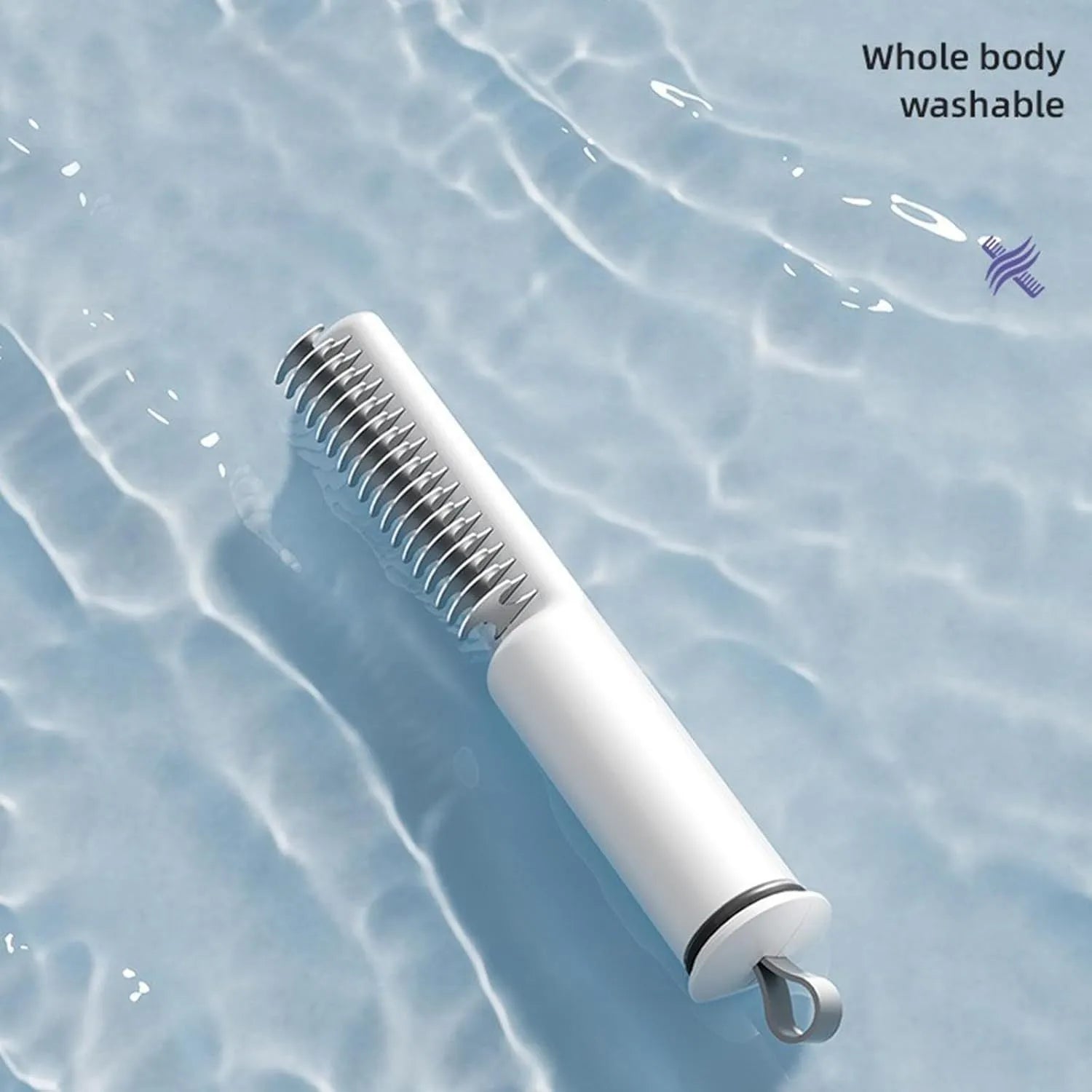 Stainless steel dematting comb for pets with a user-friendly handle, shown in pink or white.