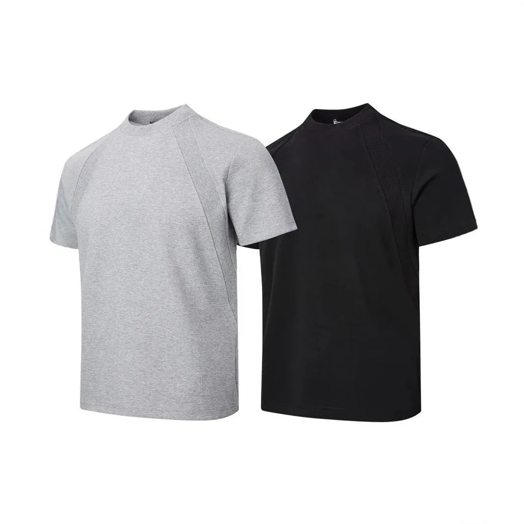 Short sleeve loose fit top with air layer stitching texture in black colour
