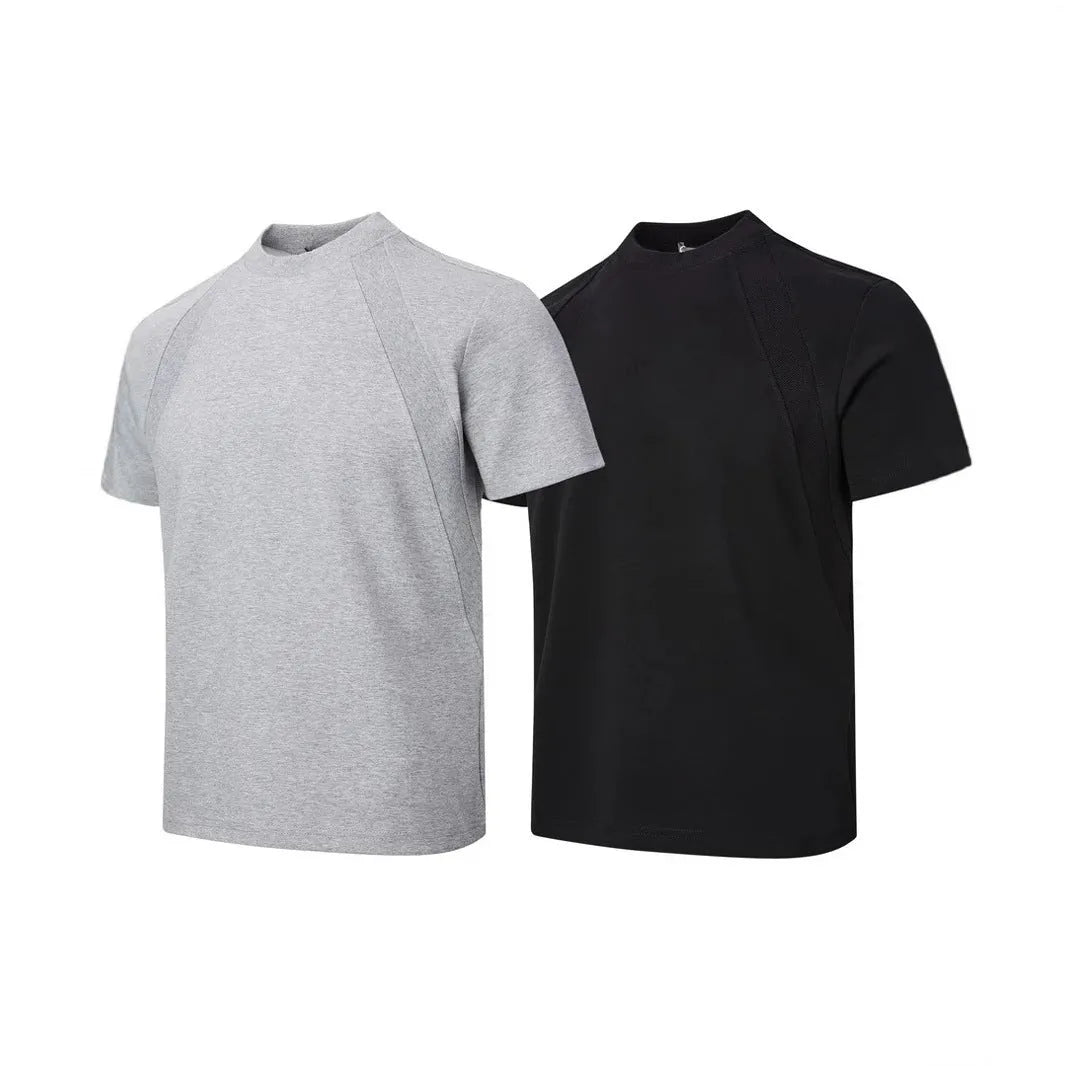 Short sleeve loose fit top with air layer stitching texture in black colour