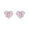 Heart shaped stud earrings with white k finish and copper construction for women