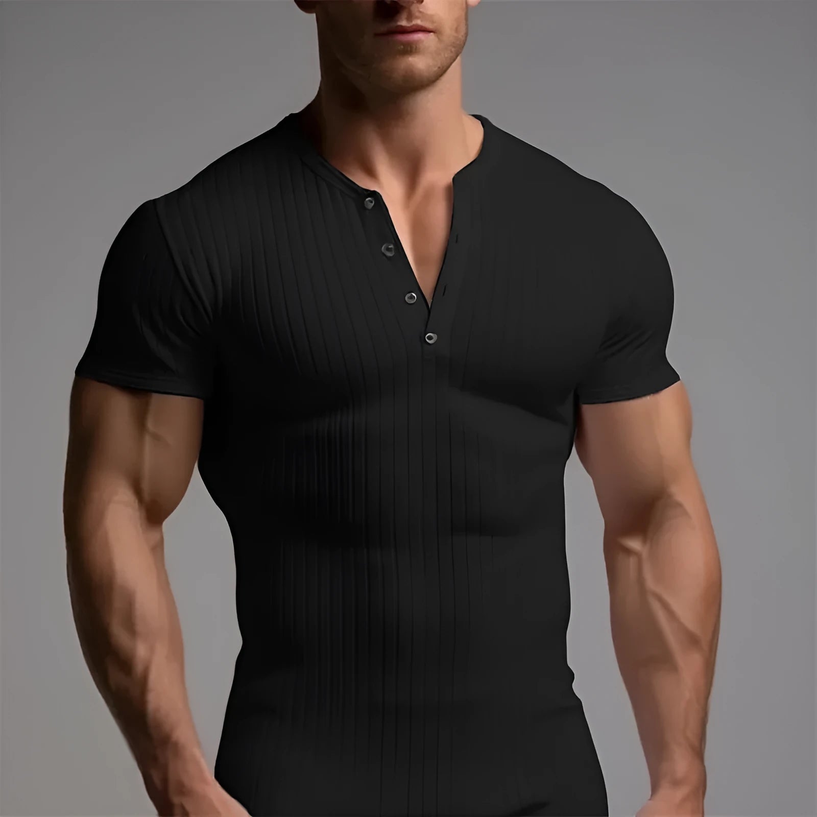 Men's slim-fit sports t-shirt in polyester fabric showing solid colour options and athletic styling