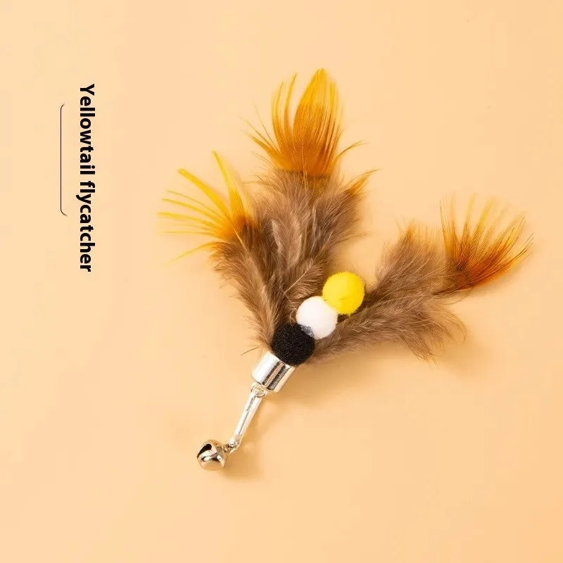 Three steel wire flying insect cat toy replacement heads with scratch-resistant fabric bodies