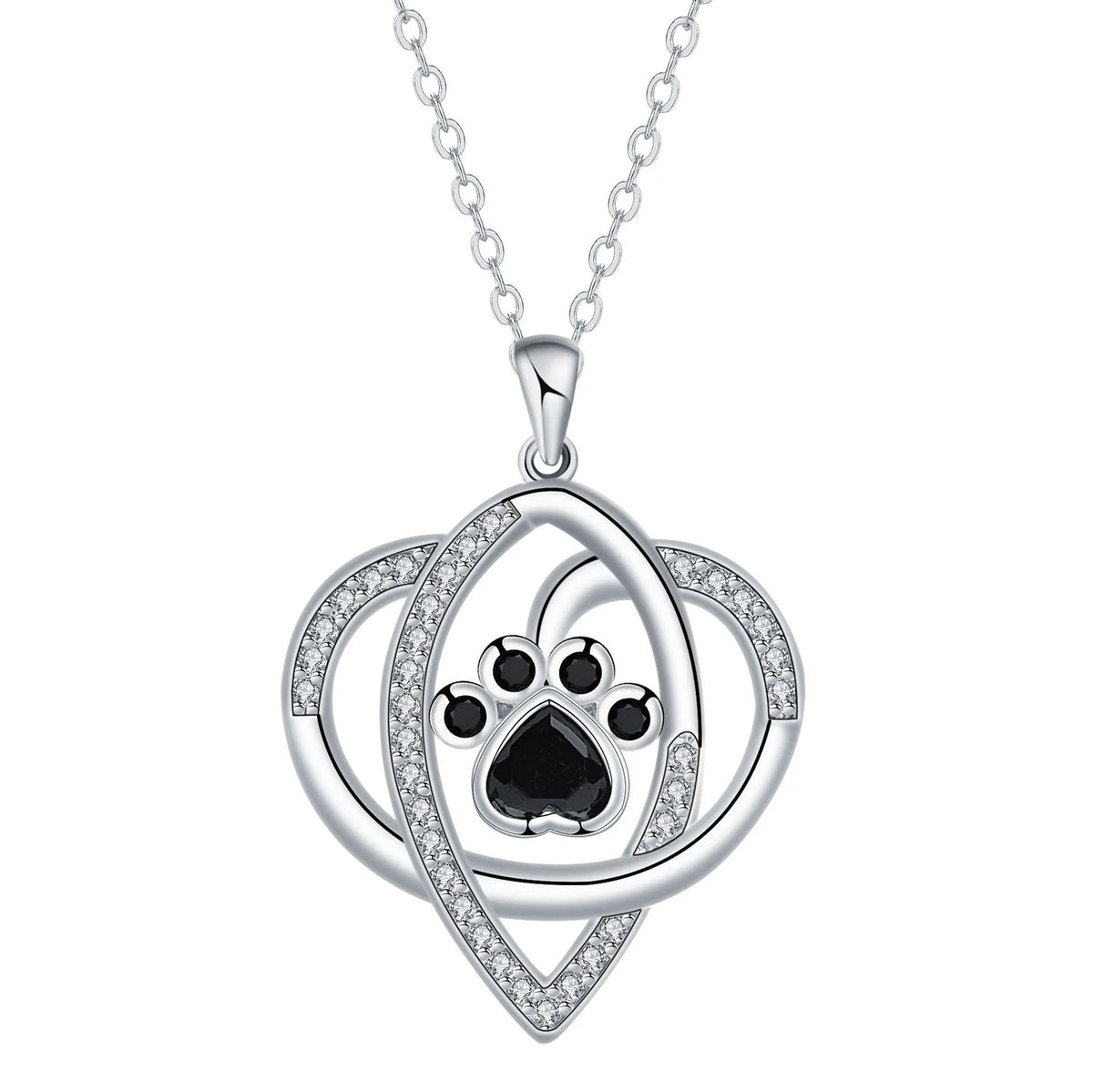 Women's copper necklace with dog and cat paw print pendant on cross chain
