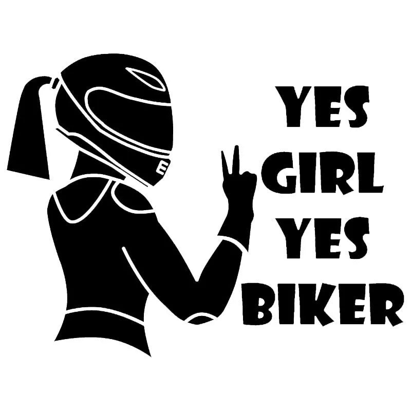 Cool girl rider character design waterproof car sticker on a vehicle panel.