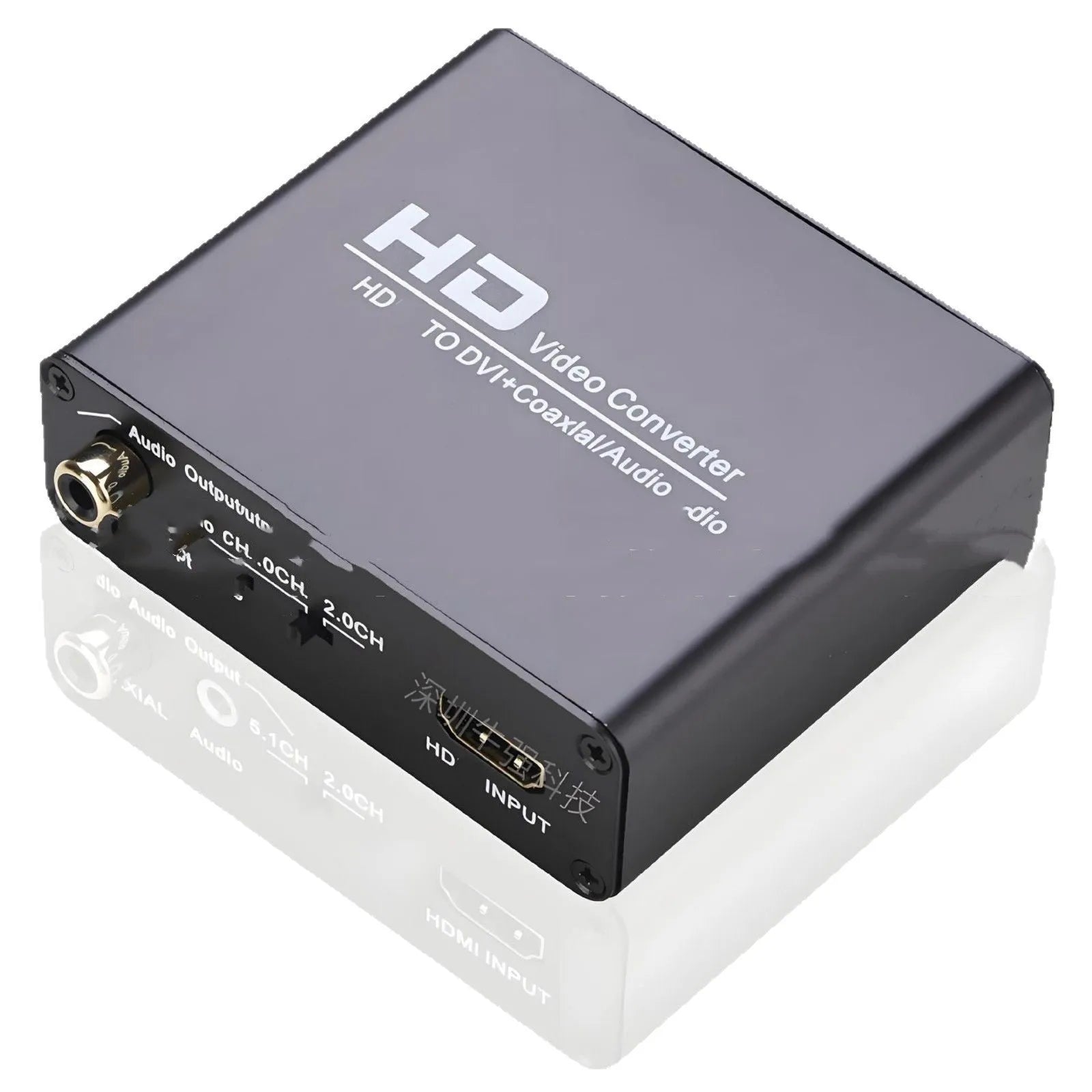 Black HDMI to DVI converter cable with coaxial audio output for safety monitors