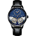 Titanium automatic men's watch with tourbillon and moon phase on black dial