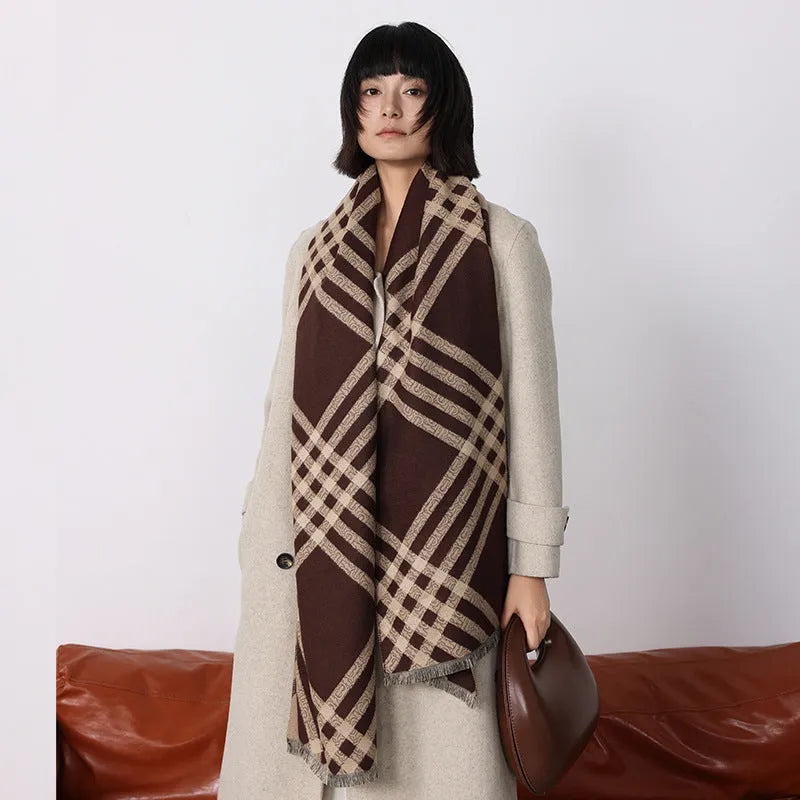 Imitation cashmere scarf with tassel trim in one of four colour options