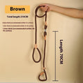 Brown nylon dog leash with P chain attachment measuring 2.1 metres with rope hand holding section