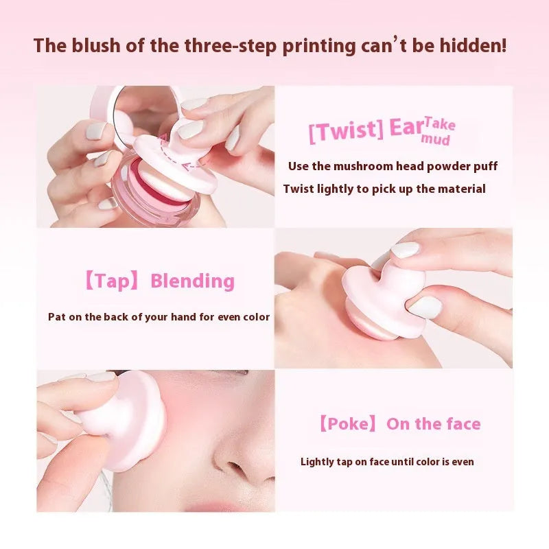 Can powder blusher mud blush powder in nude colour scheme with shimmer effect