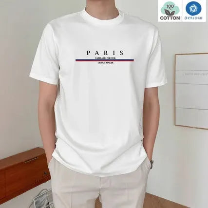 Heavyweight pure cotton men's t-shirt with bold letter print design in loose fit casual style