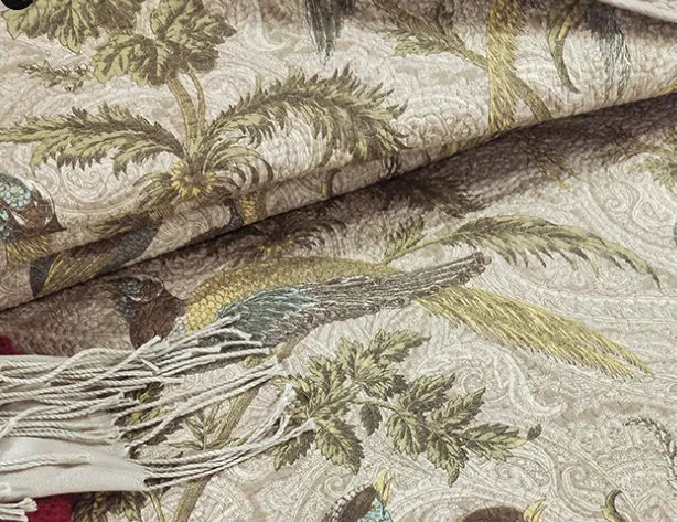 Blue American flower and bird pattern quilted cotton bedspread set measuring 230x250 cm