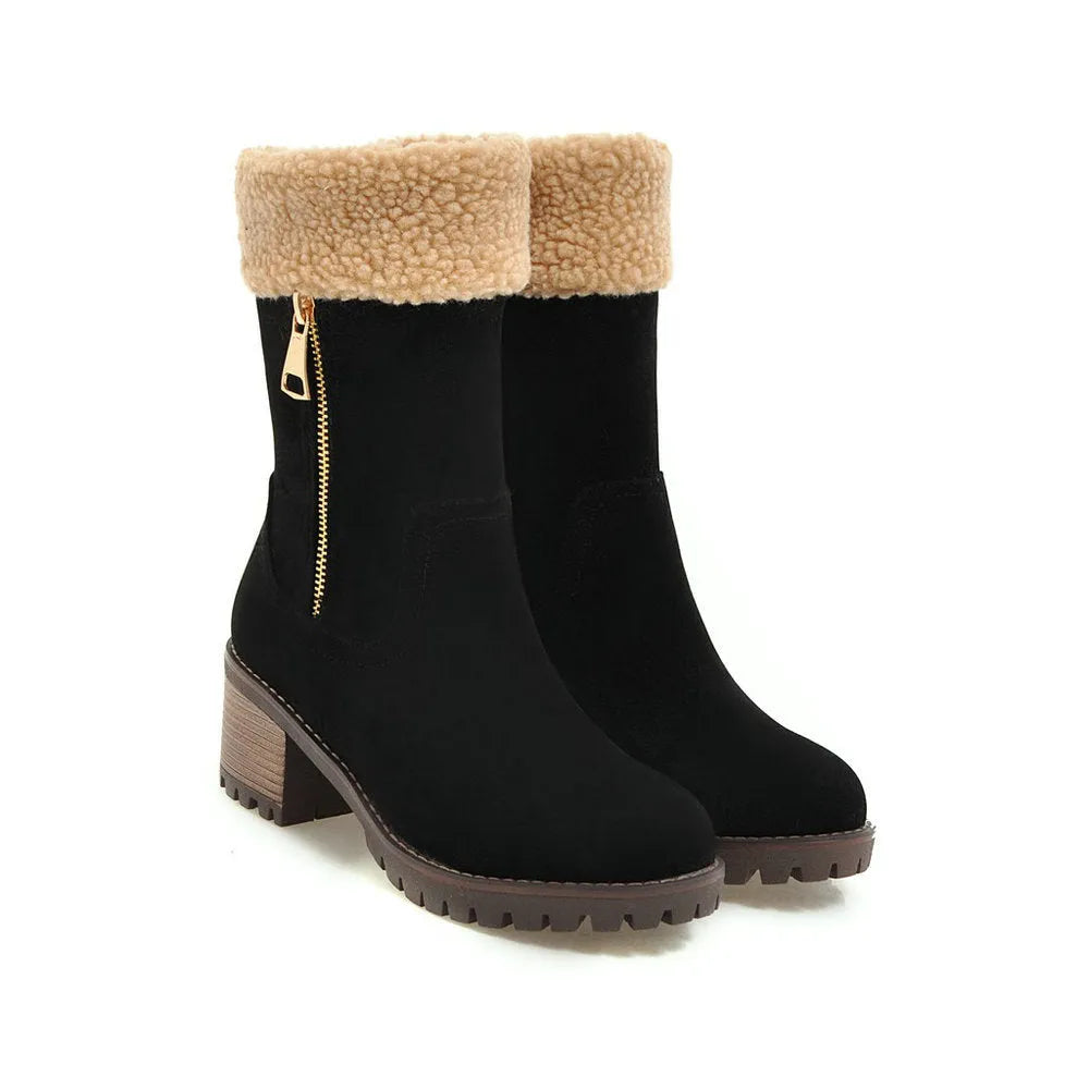 Snow boots with plush lining and rubber insole in winter colours