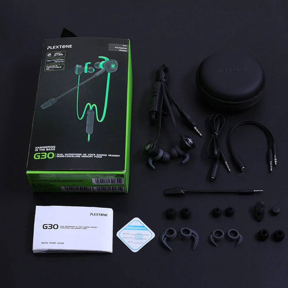 Shuangmai wired computer gaming headset in black colour with in-ear design and 1.5 cm cable
