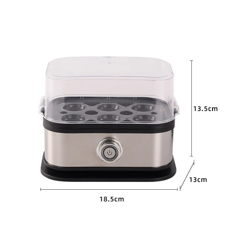Black portable stainless steel egg boiler with international power plug adapters