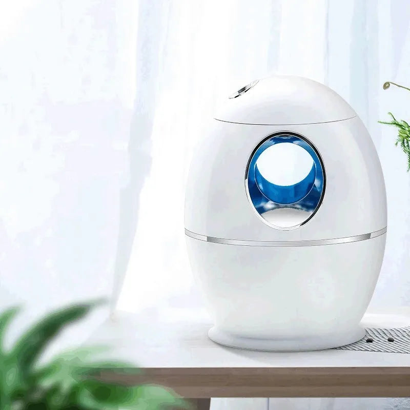 White columnar household air disinfection humidifier with USB cable.