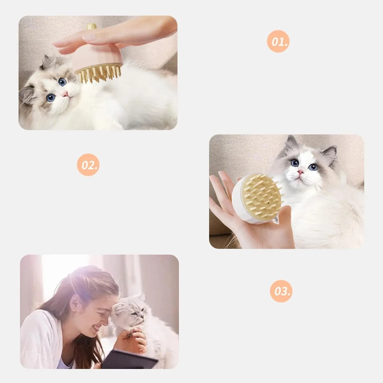 Green pet shampoo massage brush with drain holes for dog and cat bath grooming