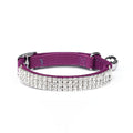 Velvet cat collar with rhinestone decoration shown in red colour with adjustable buckle