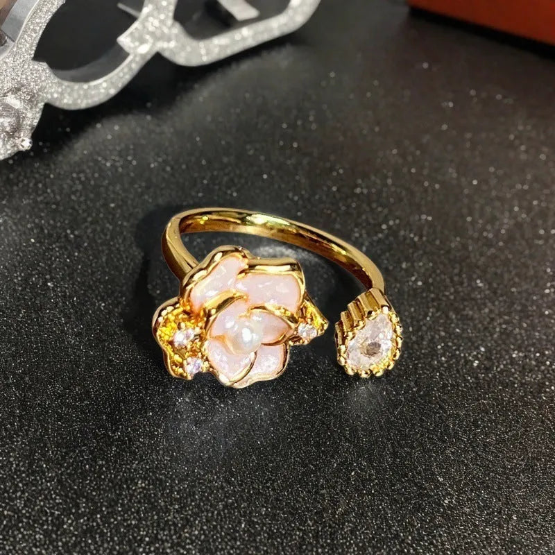 Adjustable copper gourd ring with vintage oil dripping finish and New Chinese style decoration