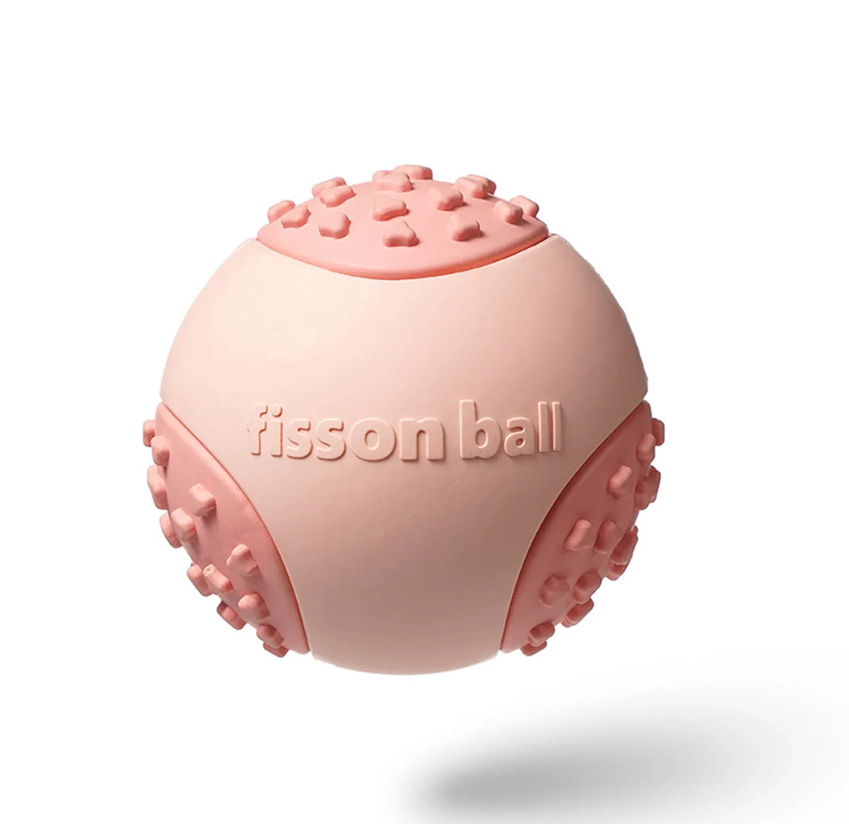 Green and pink interactive rolling ball dog toy with 64mm diameter
