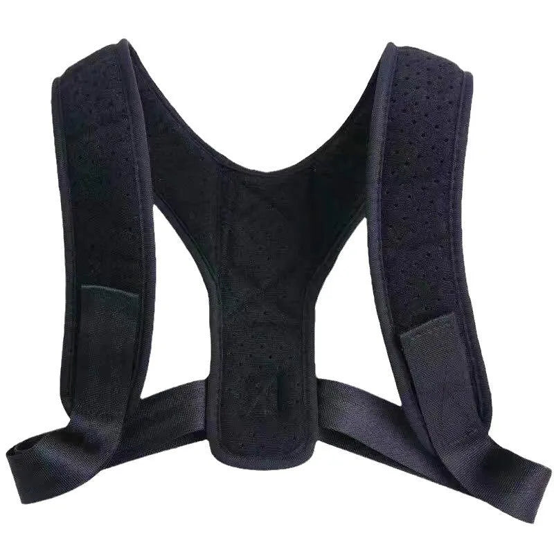 Babaka adjustable nylon posture correction band worn for upper back support.