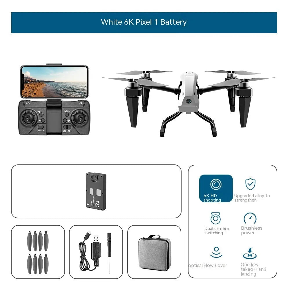 Alloy KS66 UAV drone in white or black with camera, remote control, spare propellers and storage bag