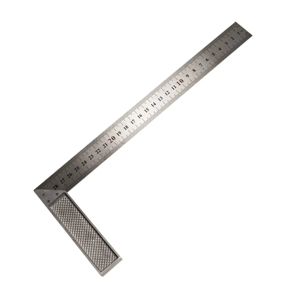 Thin red 7 inch metal combination angle ruler for civil surveying with metric scales on both sides