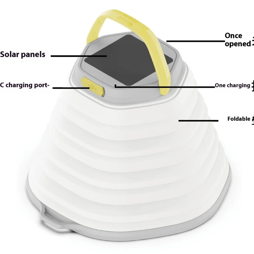 White portable camping lamp with large capacity and single-key cycle switch for tent and outdoor lighting