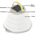 White portable camping lamp with large capacity and single-key cycle switch for tent and outdoor lighting