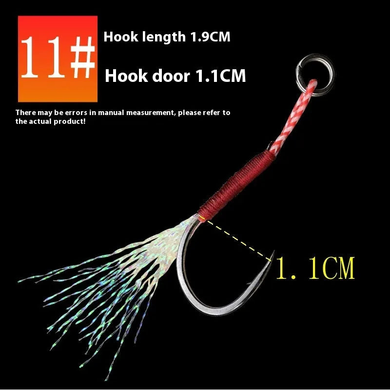 Single bright wire iron plate fishing hook in sizes from 9 to 14 for boat and sea fishing.