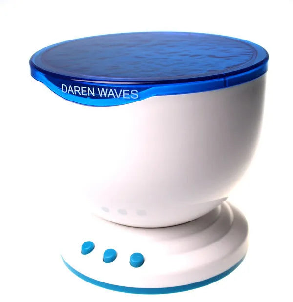 Blue coloured ocean theme LED projection lamp for children's rooms.