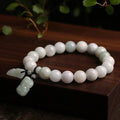 Natural jade hanging bracelet with Maitreya Buddha charm and geometric designs