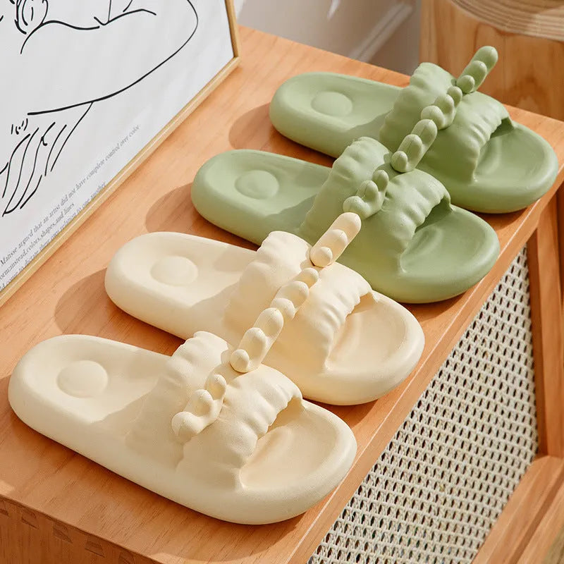 Women's EVA flip flop slippers with hollow-out design and non-slip soles in four colour options