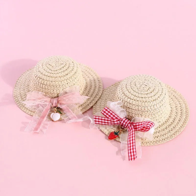 Handmade adjustable bowknot pet hat for dogs and cats in cartoon style