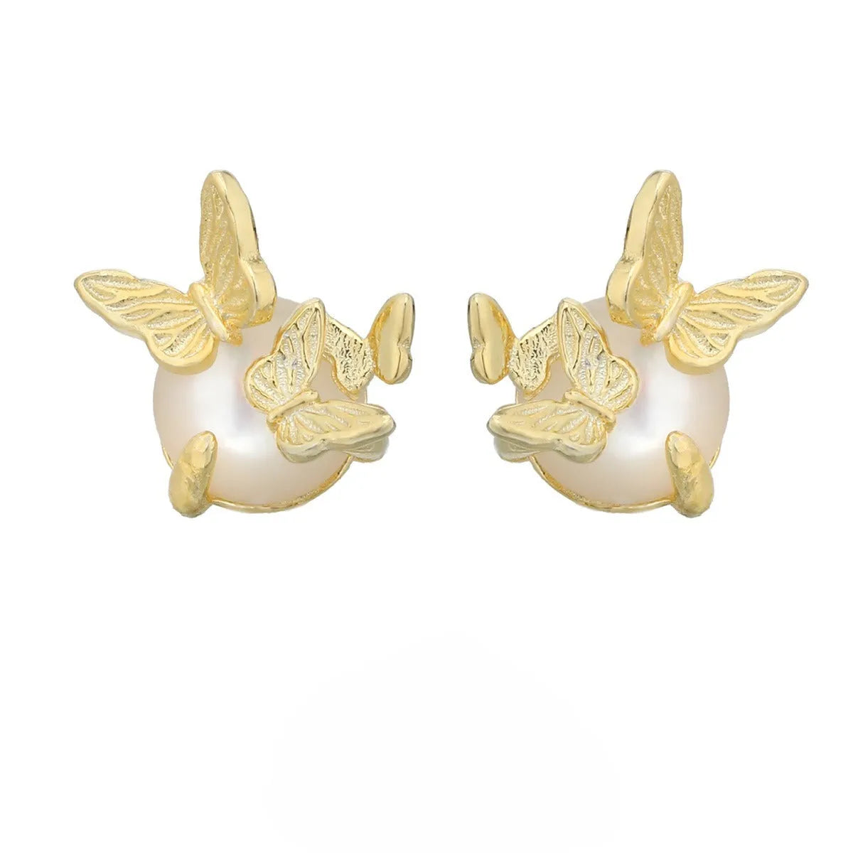 925 sterling silver butterfly stud earrings with electroplated white gold or gold finish for women