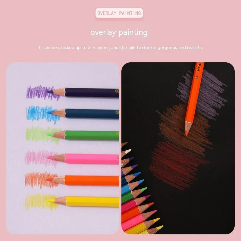 Set of 12 wooden double-tipped colour pencils showing 24 different colour leads for art and drawing