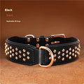 Genuine leather dog collar with metal rivet studs and a strong metal buckle in black, chocolate, or pink colour.