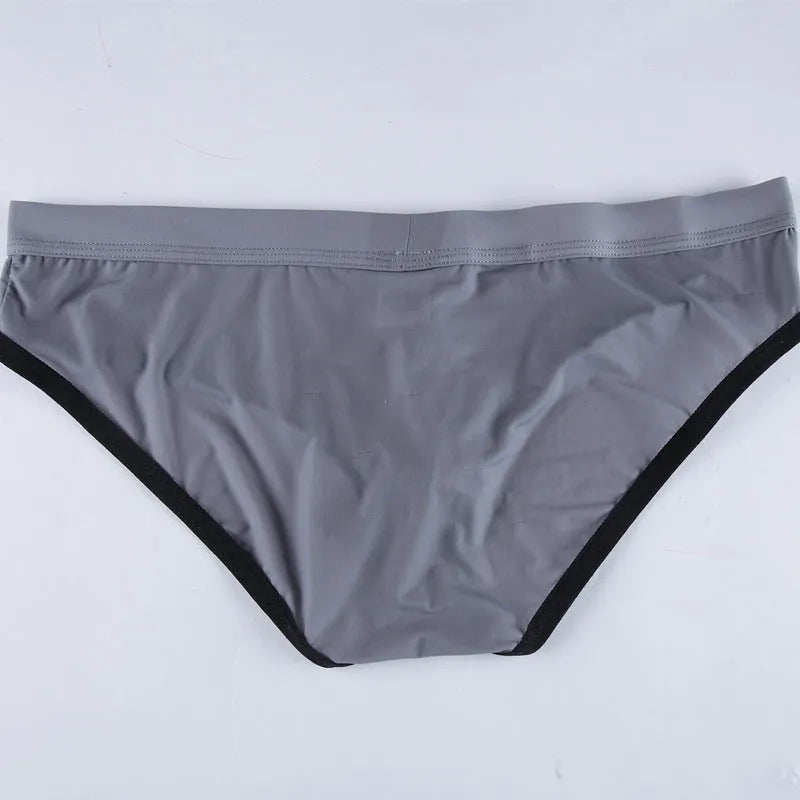 Men's ice silk bazooka briefs in mid waist with bullet separation design