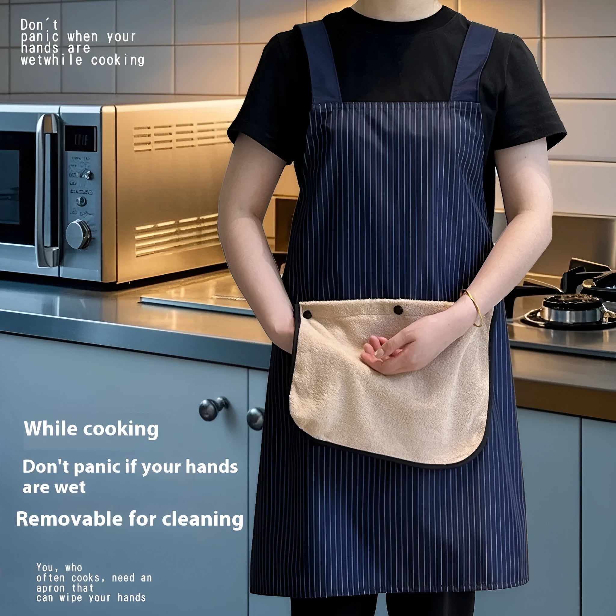 Composite waterproof polyester kitchen apron in free size with multiple colour options