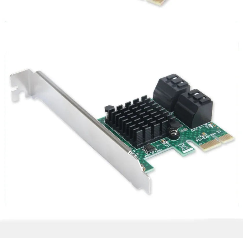 PCIe to SATA 3.0 extension card, four SATA ports, PCIe x1, green, 120mm x 65mm x 56mm