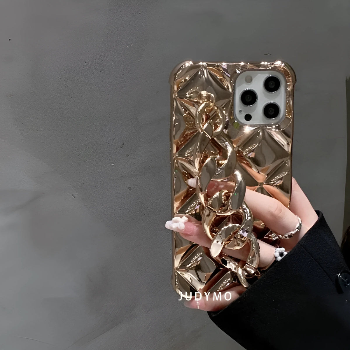 Gold chain diamond shell silicone phone case for compatible Apple iPhone models