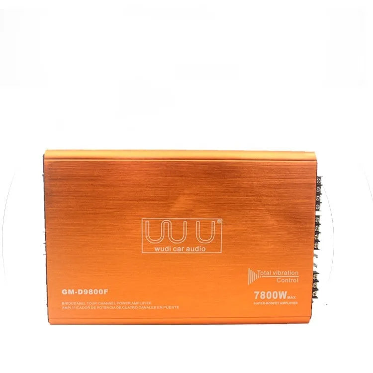Car four-way power amplifier 9800F, 4-channel 12V 7800W, aluminium alloy body, 2.7kg