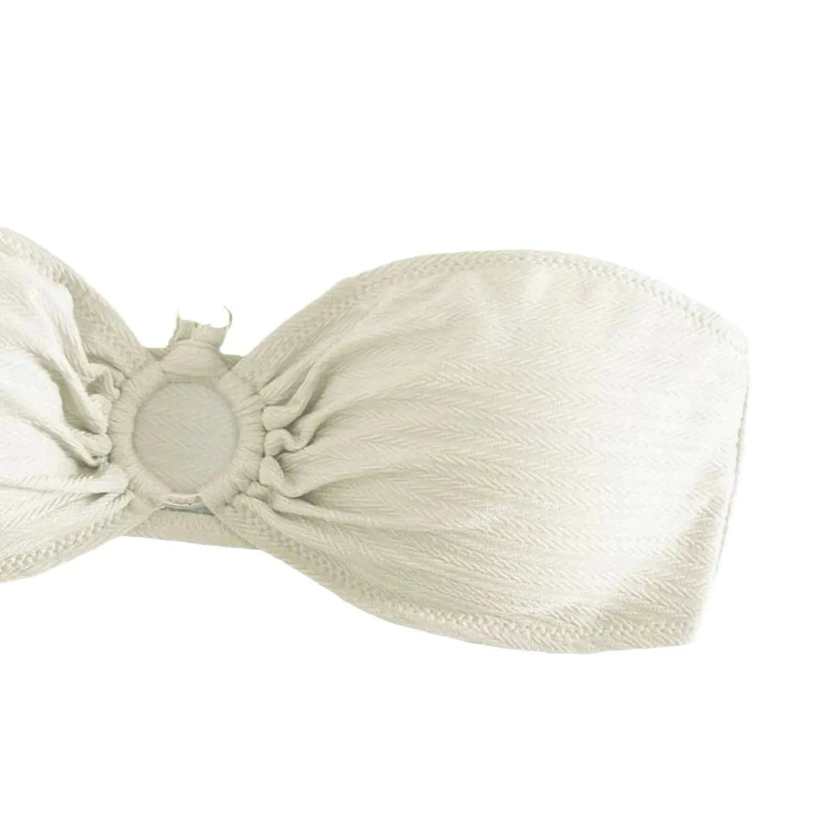 Women's pure colour halter neck bikini set on a hanger, shown in creamy-white.