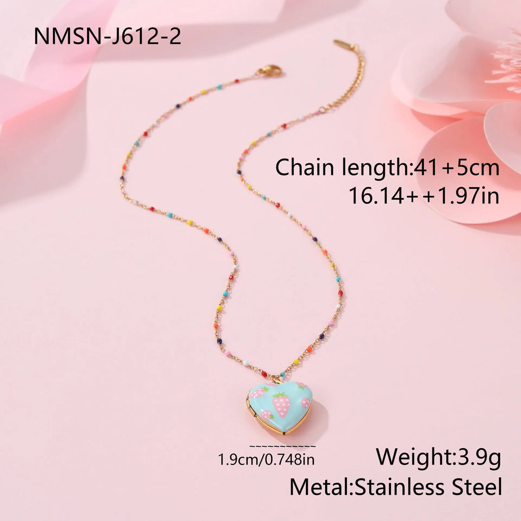 Gold-plated stainless steel necklace with fruit pendant on adjustable chain