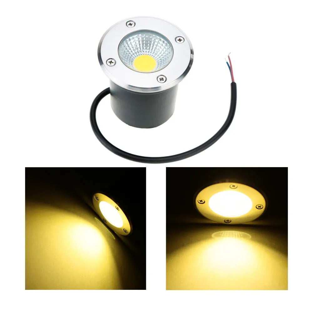 Stainless steel and aluminium IP65 waterproof LED COB underground light for garden pathways.