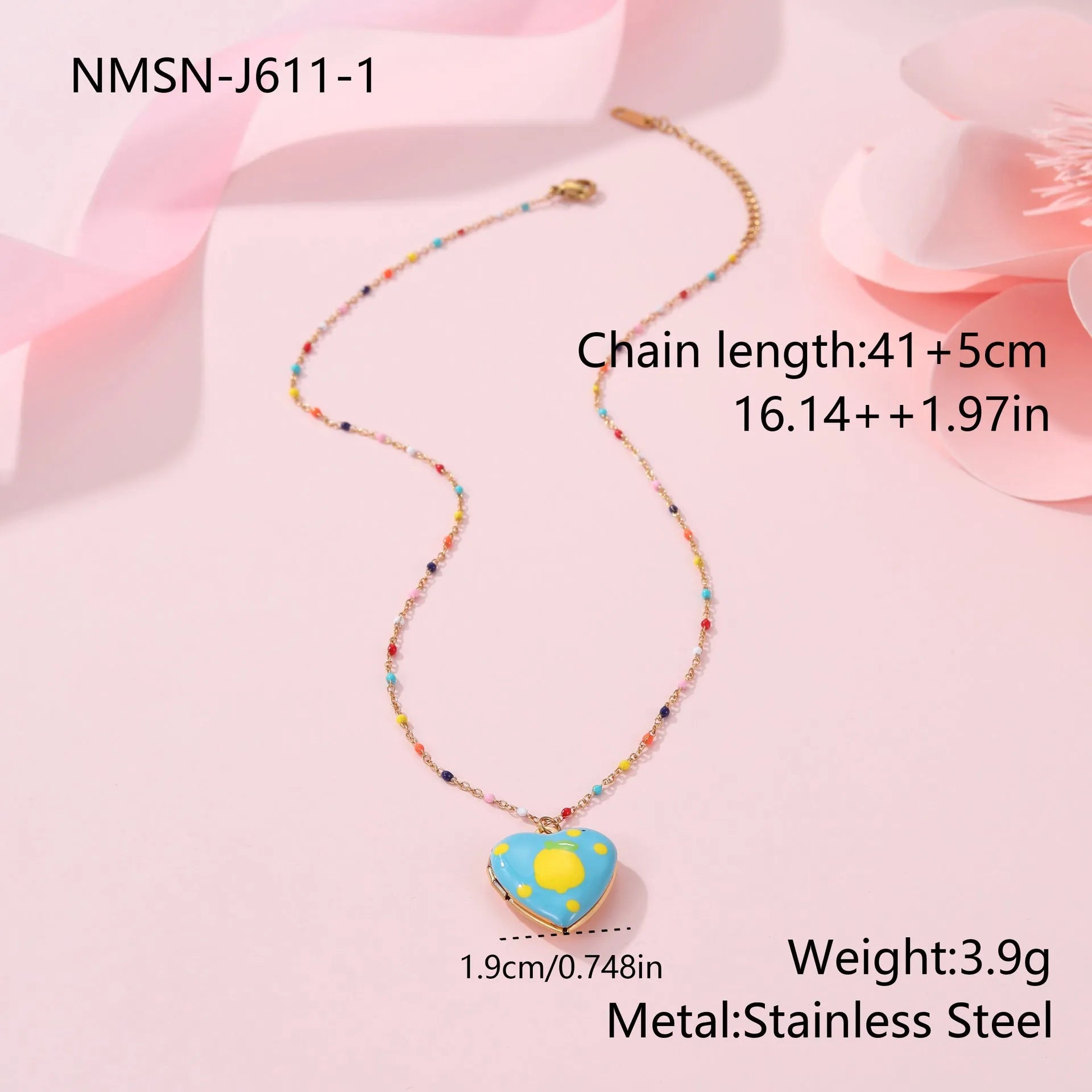 Gold-plated stainless steel necklace with fruit pendant on adjustable chain