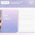 Removable coil gradient notebook with PP cover in blue, green, pink, and purple colour options