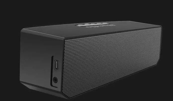 Black BS-6 cloud smart speaker with 52mm driver, compact rectangular design for desk or shelf placement