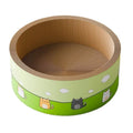 Large round corrugated paper cat scratch board with a deep central pit and integrated base.