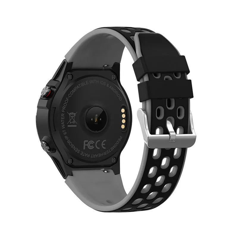Sports smartwatch with 1.3-inch touchscreen on silicone wristband showing activity tracking display